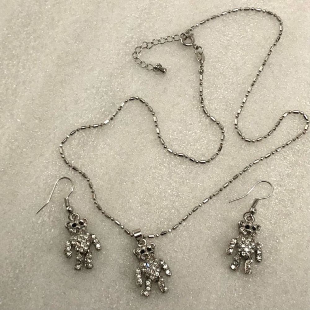 Teddy Bear rhinestones necklace set - Picture 7 of 8